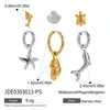 Jieding Resort Estilo Oceano Ouro 18K Aço Inoxidável Brincos de Três Pares Luxo Leve Brincos de Alta Qualidade Joias de Aço Titânio