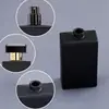 Botella de perfume cuadrada plana de vidrio negro mate al por mayor con bayoneta de 15 mm, pulverizador fino, con tapa, frasco de vidrio vacío para subempaque de cosméticos
