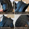 Mocasines de cuero negros para mujer, nueva colección de otoño 2026, cuero suave, estilo con cordones, suela gruesa, que aumentan la altura, perfectos para combinar con vestidos