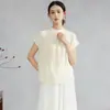 Top Holgado Elegante de Manga Corta para Verano, Plisado 100% Seda de Morera Crepé de Seda, Manga Raglán, Adelgazante