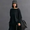 Cashmere Feminino Gola Redonda Borda Rebatida Solto Preguiçoso Casual Simples Versátil Malha de Cashmere Outono e Inverno Nova Malharia