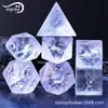 Venta directa de fábrica traje morado claro ráfaga mate de 7 piezas dados de cristal facetado juego de mazmorras y dragones DND