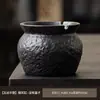 Cenicero doméstico vintage con tapa anti-ceniza, cenicero de estilo antiguo para mesas de té y salas de estar, hecho de cerámica de ceniza y cerámica gruesa