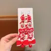 Nuevos Lazos Rojos de Año Nuevo para Niñas, Pequeñas Gomas para el Cabello para Niñas, Bandas Rojas para el Cabello de Bebé para Fiestas, Juego de 5 Diseños de Dibujos Animados