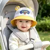 Chapéu de Sol de Malha de Verão para Crianças com Orelhas de Urso Desenho Animado Proteção Solar Chapéu de Pescador para Meninos e Meninas Respirável Estilo Fino