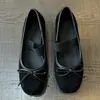 Nuevos Zapatos Mary Jane con Lazo Estilo Suave 2026 para Mujer, Bailarinas Francesas Retro de Gamuza para Viajar con Tacón Bajo