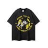 Japonês Street Fashion Cartoon Direct Spray Impresso Lavado Camiseta de Manga Comprida Masculino Ins Loose Old All-Match Base Shirt