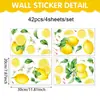 Adesivos de Parede Limão Fresco de Verão Estilo Pastoral Frutas e Flores Autoadesivos Adesivos de PVC Decoração de Parede para Cozinha Restaurante