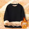 Sudadera Gruesa de Lana de Cordero de Invierno para Hombre, Jersey con Capucha, Color Sólido, Top Cálido para Estudiantes, Camiseta Base Forrada de Polar, Ropa Moderna para Hombre