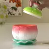 Amapola DIY Aromaterapia Yeso Hoja de Loto Base Bandeja Lotus Frasco de Almacenamiento Taza para Velas Molde de Silicona