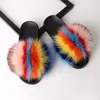 Sapatos de Pelo de Raposa Real Europeus e Americanos para Comércio Exterior Femininos Verão Pelo de Pele Chinelos Sandálias Baixas Pelo de Guaxinim