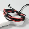Pulseira de Couro Trançado Artesanal Retro Simples e Artística, Pulseira de Couro Criativa em Camadas Múltiplas, Novo Acessório Quente de Venda Transfronteiriça
