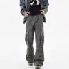 Overol Estilo Americano Industria Pesada Hombres Moda Primavera Marca Retro Juventud Bolsillo Grande Holgado Recto Pierna Ancha Pantalones Casuales