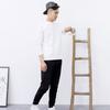270g japonês básico cor sólida branco gola redonda manga longa algodão grosso camisa masculina e feminina fundo camiseta maré camiseta corpo