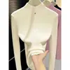 Suéter de Tricô Gola Alta Vermelho Ankora para Mulheres, Camada Interna Outono e Inverno, Suéter de Gola Média, Elegante Top Vinho