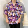 Camisa floral hawaiana para hombre, estilo fino de verano, estilo Hong Kong, marca de moda, top casual y elegante de manga corta