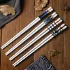 Palillos de cerámica estilo japonés para uso doméstico, resistentes al moho, antideslizantes, saludables, ecológicos, fáciles de limpiar, resistentes a altas temperaturas, no se deforman, palillos y cuencos de porcelana de hueso