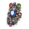 Anel com safira de diamante colorido incrustado estilo retrô único fonte de e-commerce transfronteiriço Yiwu Luo Yang fábrica de origem atacado