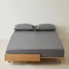 100% Algodón de Fibra Larga Alta Densidad de Hilos Cepillado Pieza Única Algodón Puro Grosor Sábana Ajustable Cobertura Total Todo Algodón Cubre Cama Color Sólido Satén