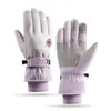 Luvas de Inverno Masculinas para Andar de Bicicleta Elétrica, à Prova de Vento, Proteção contra Frio, Forradas com Lã, Espessadas, Quentes, Compatíveis com Tela de Toque, Luvas de Esqui de Algodão para Mulheres