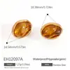 Pendientes Europeos y Americanos de Acero Inoxidable, Resina de Color Ámbar, Forma de Corazón Irregular, Pendientes de Colores Otoñales y Invernales que Conservan el Color