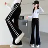 Pantalones acampanados de otoño para niña, pantalones de campana de talla mediana para niño, pantalones largos casuales, pantalones de chándal deportivos para estudiante, pantalones de otoño adelgazantes