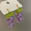 Pendientes de Hielo Transparente de Uva con Perlas Dopamine Summer Fresh para Mujer, Pendientes de Moda de Alto Nivel con Estilo Único para Vacaciones
