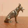 Figura de Perro Militar de Cobre Puro, Mascota de Té Perro del Zodiaco de Latón, Artesanía de Cobre Retro China, Decoración de Escritorio para el Hogar y la Oficina para Atraer Riqueza