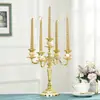 Suporte de Velas de Metal com Três Cabeças Cinco Cabeças Liga Prateada Ornamento Estilo Europeu para Casamento, Hotel, KTV, Uso Doméstico