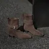 Artículos en stock estilo retro botines calcetín dos usos punta cuadrada botines cortos mujer otoño e invierno nuevo estilo cinturón de hebilla tacón grueso cordón botines de moda