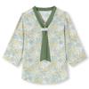 Blusa de gasa con cuello en V para mujer de mediana edad y anciana, nueva camisa pequeña de verano para madre, camisa holgada estampada estilo coreano