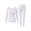 Conjunto de ropa interior térmica con infusión de ácido hialurónico, que incluye un top fino de otoño y pantalones, para abrigarse en invierno, adecuado para usar como prenda exterior o como capa base