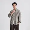 Camisa casual bordada Yizhiyun de alta elasticidad para hombre, camisa exterior de manga larga simple, versátil y holgada para otoño