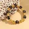 Pulsera de Oro Duro Imitación 3D 99 Conservación del Color Oro Arena Vietnamita Pulsera Valiente para Hombre Passepartout Obsidiana De Larga Data