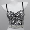 Dançarina AB Diamante Colorido Pérola Diamante Curto Slim-fit Feminino Wrap de Peito Curto Sexy Modelado Contas Boate Spice Girl