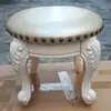 Taburete de mesa de centro de madera maciza estilo americano taburete de pie para el hogar taburete de cuero taburete redondo pequeño taburete de sofá B & B sala de estar retro hogar