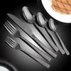 Acero Inoxidable 430 Cubiertos Alemanes Occidentales Cuchillo Tenedor Cuchara Chapado en Oro Patrón Martillado Engrosado Cuchillo para Bistec Tenedor de Postre Cuchara Juego de Seis Piezas