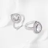 Anéis de Alta Qualidade Mais Vendidos Transfronteiriços para Mulheres, Anéis Simples e Únicos de Zircônia Vintage Gota d'Água Bling, Em Estoque de Fábrica