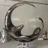 Grandes Artesanato em Aço Inoxidável Ornamentos de Paisagem Escultura de Praça de Campus ao Ar Livre Escultura de Anel Lunar em Aço Inoxidável