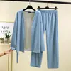 Outono e Inverno Roupão Curto de Lã Dupla Face com Decote em V Cadarço Manga Longa Cardigan Lã Quente Top Feminino