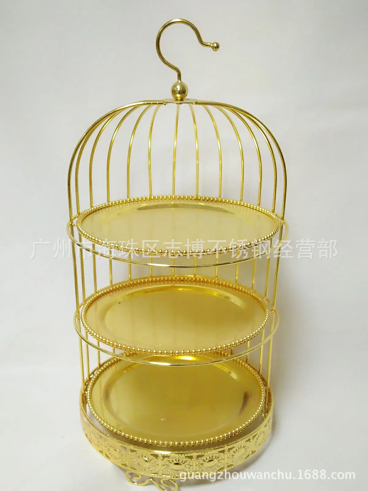 金配30CM盘三层鸟笼