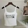 0420# Primavera y Verano Nuevo Verano Ropa Exterior Top Interior Dulce Picante Lazo Estampado de Letras Camisola Chaleco para Mujer