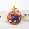 Reloj de Bolsillo Dorado Estilo Chino Doce Animales Zodiacales Colgante Tapa abatible Regalo para Estudiante Patrón Personalizable Reloj de Cuarzo Al por Mayor