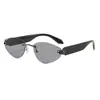 Gafas de Sol Retro Sin Marco para Viaje de Mujer Gama Alta Ojo de Gato Montura Pequeña Estilo Europeo Gafas de Sol con Protección UV para Caras Cuadradas y Redondas