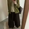 Foto real de otoño 2026 Pantalones cortos acampanados de pana de cintura alta, adelgazantes, simples, retro, de alta gama para mujer, Dongdaemun, Corea