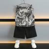 Conjunto de Chaleco para Niños Estilo Nuevo 2026 Ropa Deportiva Nueva y Elegante para Niños Pequeños Verano Letra Graffiti