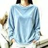 Roupas Femininas Outono/Inverno 2026 UE Estação Independente Amazon Camiseta Casual de Veludo com Gola Redonda e Manga Longa para Mulheres