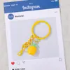 Pingente de chaveiro criativo transparente com ranhura estilo Ins, acessório de chaveiro de frutas em acrílico, decoração para mochila de menina