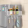 Estante lateral de almacenamiento para refrigerador de cocina, estante colgante multifuncional para el hogar, multicapa, para condimentos y film transparente