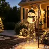 Nova Luz Solar de Jardim Resina Boneco de Neve Segurando Bola Estaca de Chão Luz Boneco de Neve Fonte Mágica Luz de Jardim
